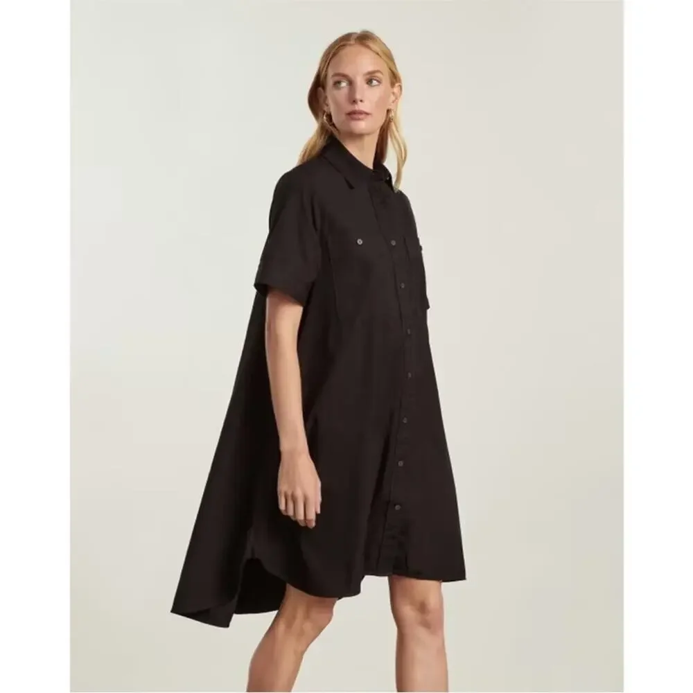 Everlane The Daytripper Shirt Dress Black XXS NWT Button Front Pockets Short - Picture 2 of 10